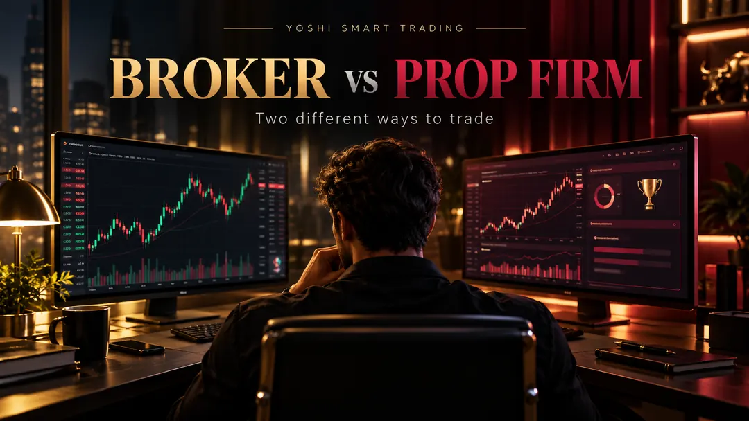 Minh họa hai hướng giao dịch qua Broker và chương trình Prop Firm